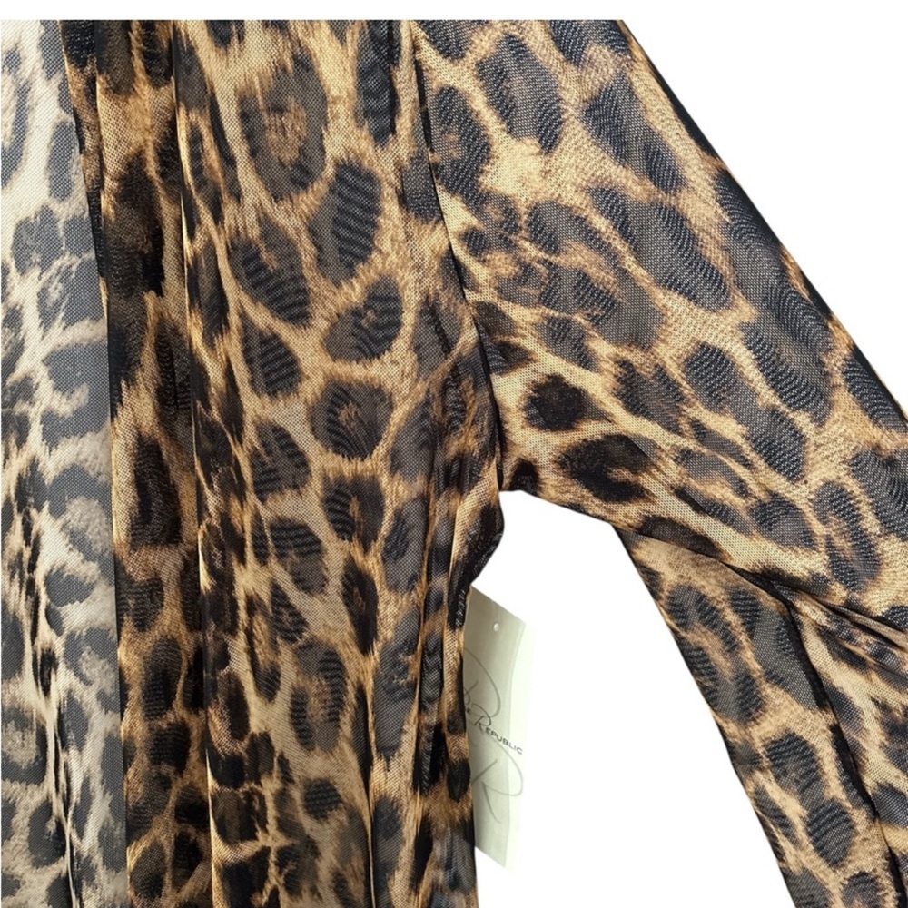 NWT Rae Republic Leopard Print Open Front Cardigan Women’s Size Large - Picture 6 of 8